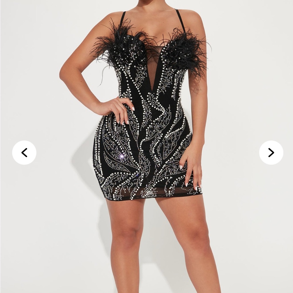 Fashion Nova Black Embellished Pearl Dress - Picture 5 of 6